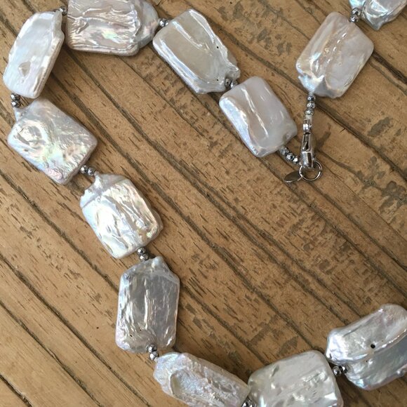 Retangular Freshwater Mabe Pearl Necklace